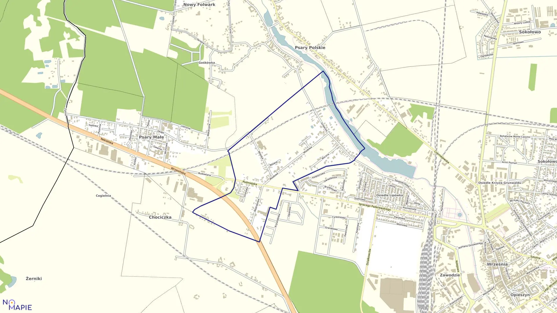 Mapa obrębu PRZYBORKI w gminie Września